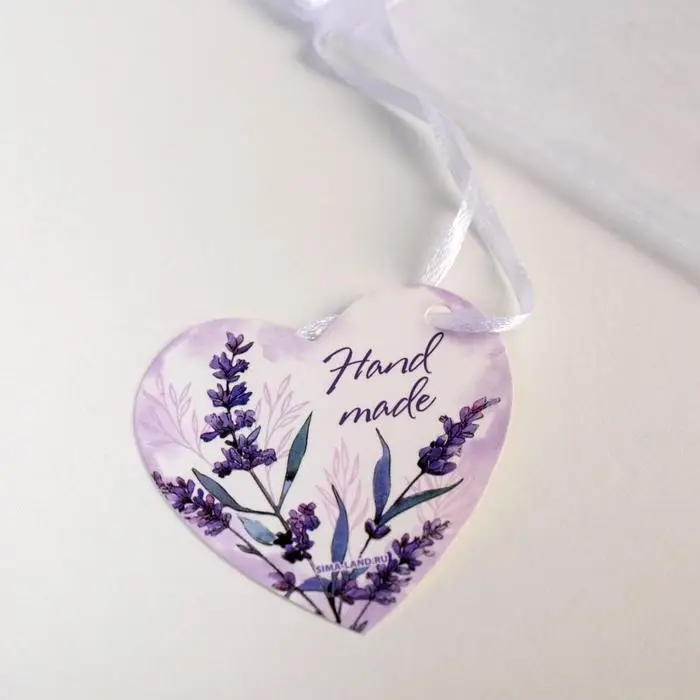 Мешочек подарочный органза белый &laquo;Лаванда&raquo;, с шильдиком, 19 х 28 см +/- 1.5 см