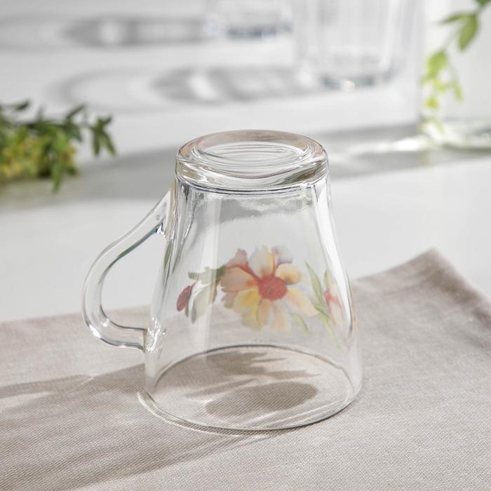 Кружка стеклянная «Акварельные цветы», 250 мл, рисунок МИКС