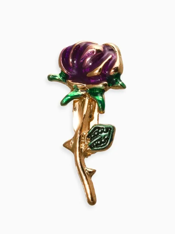 Брошь &laquo;Роза с листьями&raquo;, цвет МИКС в золоте