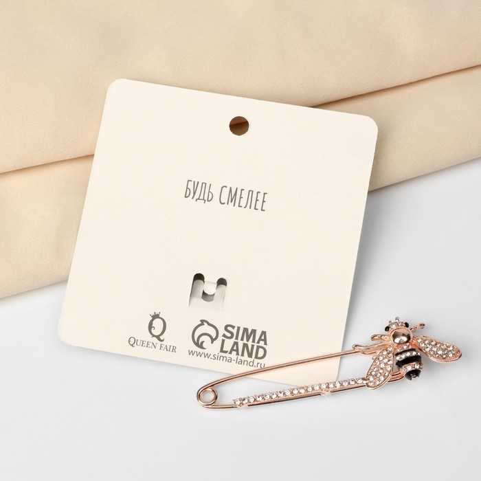 Булавка «Пчела» со стразами, 7,5 см, цвет чёрно-белый в розовом золоте Булавка «Пчела» со стразами, 7,5 см, цвет чёрно-белый в розовом золоте