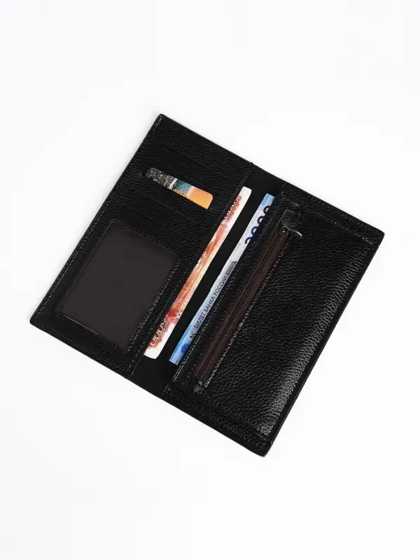 Портмоне мужское, без застежки, 3 отделения, чёрное