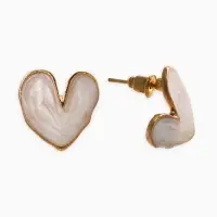Серьги "Сердечки перламутровые", цвет белый в золоте