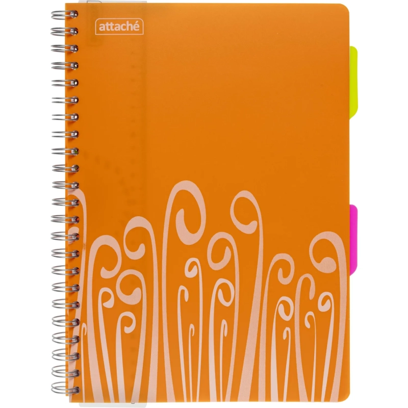 Бизнес-тетрадь А4,140 л,пласт обл, с разд,спир,ATTACHE FANTASY,оранж