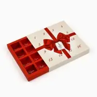 Коробка-адвент под 16 конфет, &laquo;Бант&raquo;, 19&times;19&times;2.5 см, кондитерская упаковка
