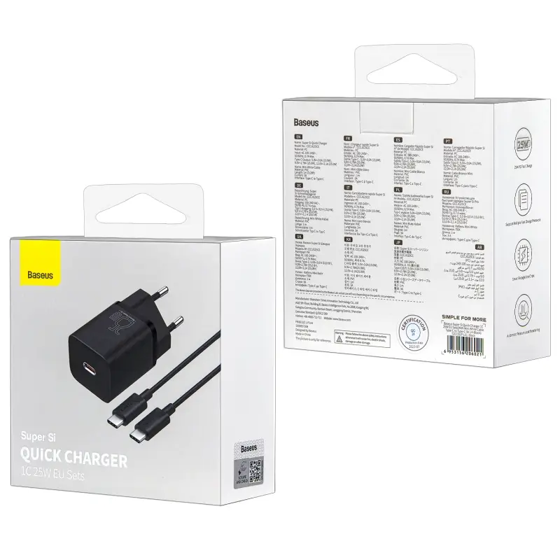 Сетевое зарядное устройство с кабелем Type-C-Type-C PD25W TZCCSUP-L01 Baseus черное Сетевое зарядное устройство с кабелем Type-C-Type-C PD25W TZCCSUP-L01 Baseus черное
