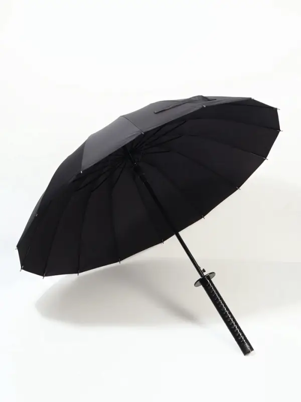 Зонт - трость полуавтоматический &laquo;Катана&raquo;, эпонж, 16 спиц, R=51/60 см, d=102 см, чёрный