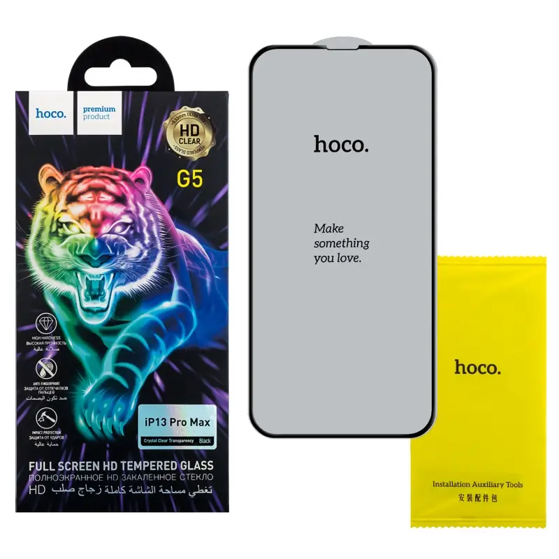 Защитное стекло для iPhone 13 Pro Max/14 Plus Full Screen G5 Black HOCO тонкая рамка