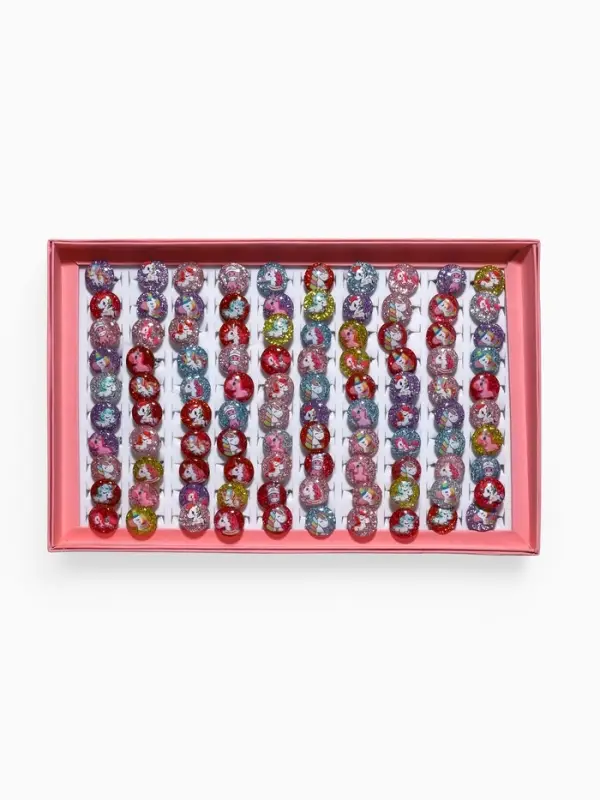 Кольцо &laquo;Выбражулька. Блестящие единороги&raquo;, фасовка 100 шт. рисунок МИКС, цвет МИКС, безразмерное