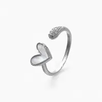 Кольцо &laquo;Сердце&raquo;, мультяшное, белое в серебре, безразмерное
