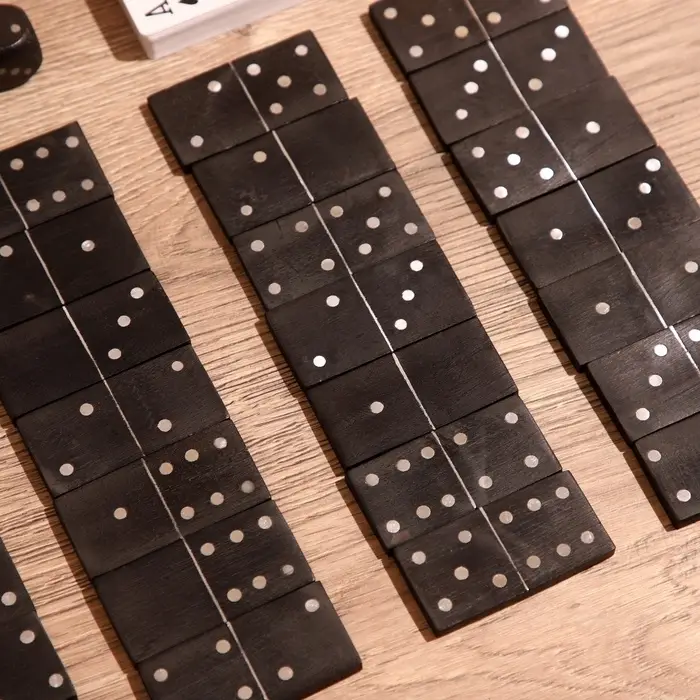 Игра настольная 3 в 1, домино, кубики, карты, полирезин, МДФ