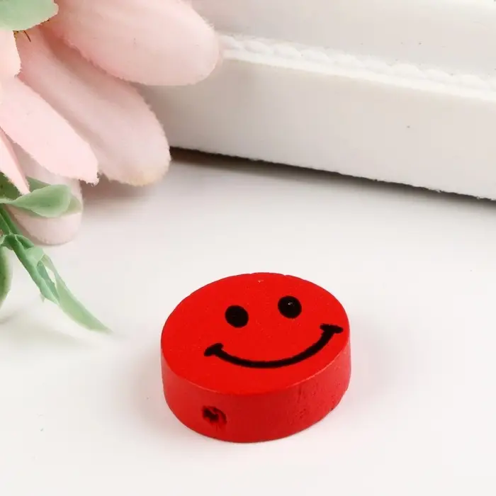 Набор бусин для творчества дерево  Набор бусин для творчества дерево "Смайлики цветные" набор 15 гр 0,6х1,7х1,7 см