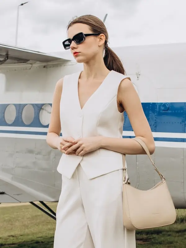 Сумка женская багет TEXTURA на молнии, 28&times;6&times;17 см, бежевая