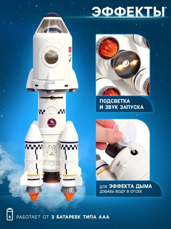Игровой набор 5в1 &laquo;Ракета&raquo;, свет, звук, дым, с проектором и фигурками