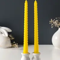 Набор свечей витых 25 см, 2 шт., 57 г, 5 ч, жёлтый