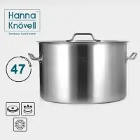 Кастрюля Hanna Kn&ouml;vell, 47 л, d=45 см, толщина стенки 1 мм, с крышкой, нержавеющая сталь, хромированная
