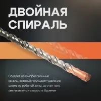 Бур по бетону ТУНДРА, крестовый наконечник, двойная спираль, SDS-plus, 10&times;160 мм
