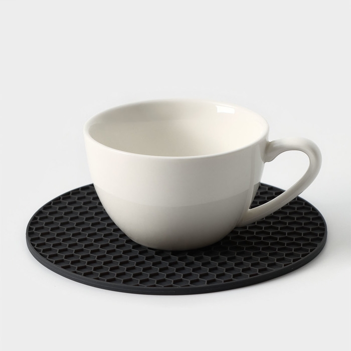 Коврик - подставка под горячее силиконовый, d=140 мм, толщина=3.5 мм, цвет серый Коврик - подставка под горячее силиконовый, d=140 мм, толщина=3.5 мм, цвет серый