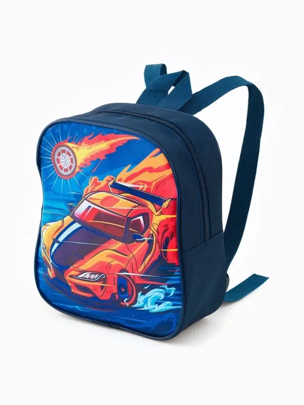 Рюкзак детский 20,5*9*24, отд на молнии,машина т-синий