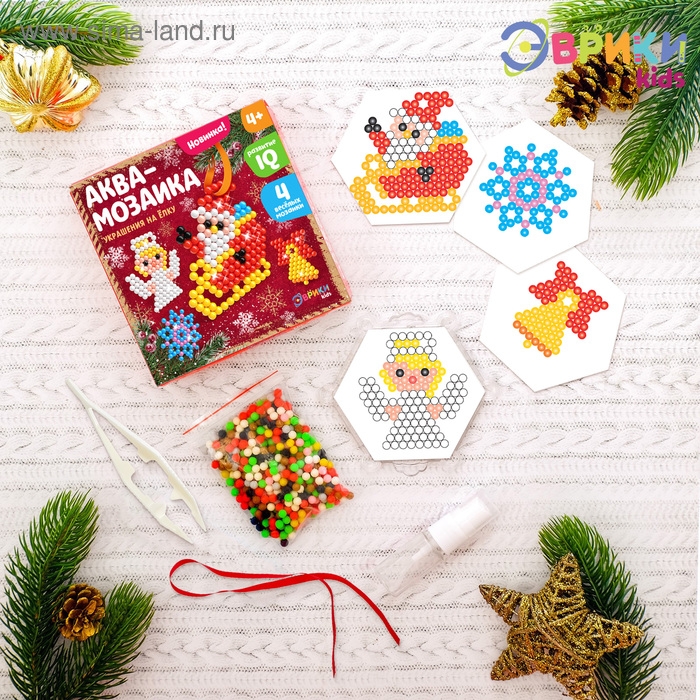 Аквамозаика «Дед Мороз с ангелом», украшения на ёлку Аквамозаика «Дед Мороз с ангелом», украшения на ёлку