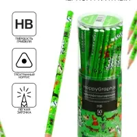 Карандаш чернографитный 2 мм HappyGraphix "Собачья площадка", НВ, трехгранный