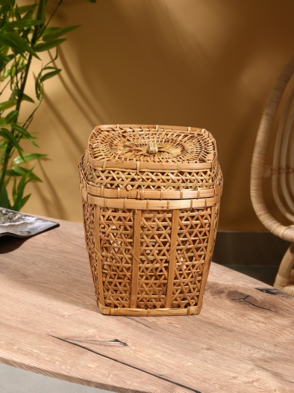 Корзина плетёная  Корзина плетёная "Баскет" бамбук 24х24х28 см, светлая