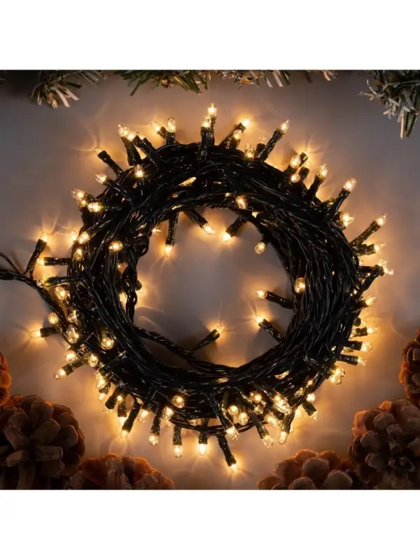 Гирлянда &laquo;Нить&raquo; 7 м, IP20, тёмная нить, 180 ламп, свечение тёплое белое, 8 режимов, 220 В