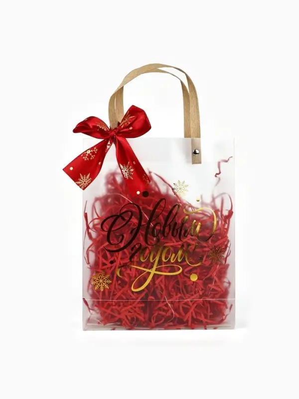 Подарочный пакет с наполнителем,лентой и гирляндой, 20 × 8 × 25 см Подарочный пакет с наполнителем,лентой и гирляндой, 20 × 8 × 25 см