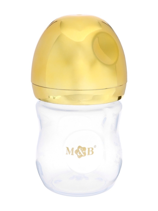 Бутылочка для кормления с наклейками «Золотой малыш» от 0 мес., 150 мл., цвет золотой, M&B
