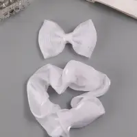 Набор для волос Выбражулька &laquo;Школьница&raquo;, резинка 10 см, зажим 6.5 см, полоски, белый