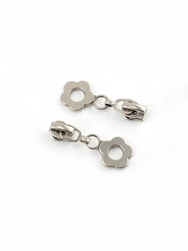 Бегунок для металлической молнии, №3, &laquo;Цветок&raquo;, 10 шт., цвет никель