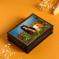 Шкатулка «Конь на лугу», 10×14 см, лаковая миниатюра