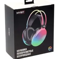 Наушники беспроводные, полноразмерные, Mybit W-33, RGB подсветка, Bluetooth 5.3, 800 мАч, Type-C, RGB подсветка, белые