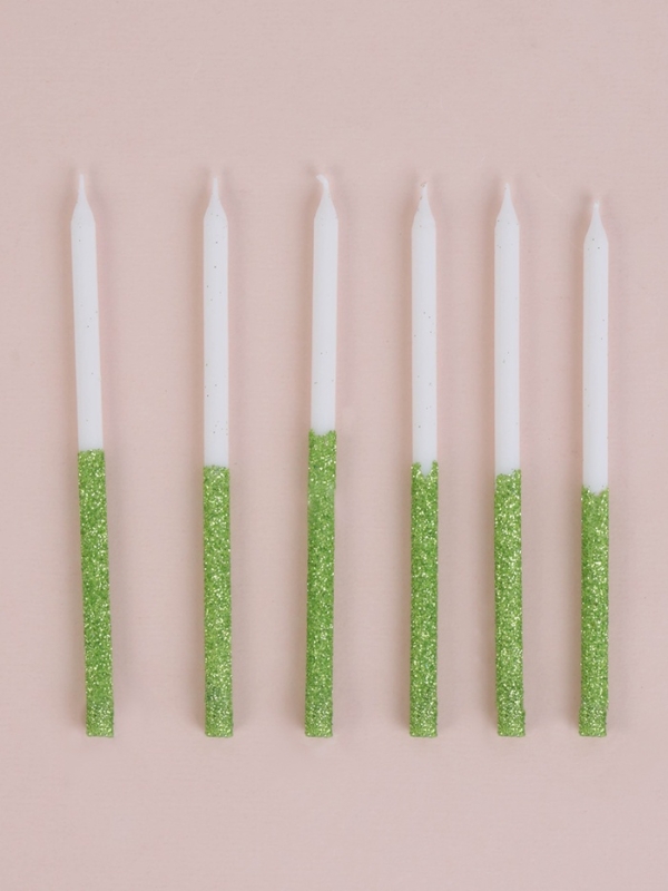 Свечи для торта Свечи для торта "Блестящее сияние", 6 шт, белые с зелёным