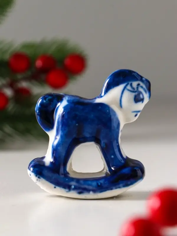 Сувенир  Сувенир "Конь-качалка", 5х5 см, гжель