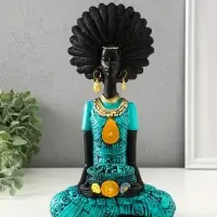 Сувенир полистоун "Африканка в бирюзовом наряде" чёрный 14,5х10х26,5 см Сувенир полистоун "Африканка в бирюзовом наряде" чёрный 14,5х10х26,5 см
