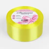 Лента атласная, 40 мм, 23&plusmn;1 м, жёлтая