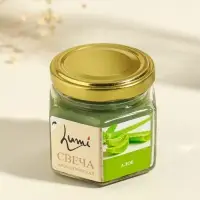 Свеча ароматическая в банке 70 гр воска, алое Свеча ароматическая в банке 70 гр воска, алое