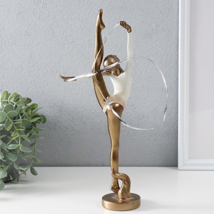 Сувенир полистоун  Сувенир полистоун "Гимнастка с лентой" бронза 14х6,5х32,5 см