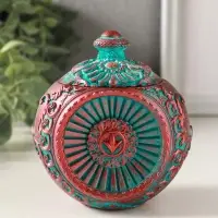 Шкатулка для украшений с крышкой &laquo;Флоренция&raquo;, 10&times;9 см, гипс, окисленная медь