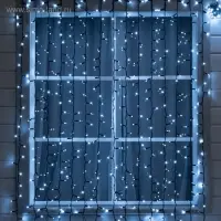 Гирлянда «Занавес» 2 × 3 м, IP65, УМС, тёмная нить каучук, 600 LED, свечение белое, 220 В