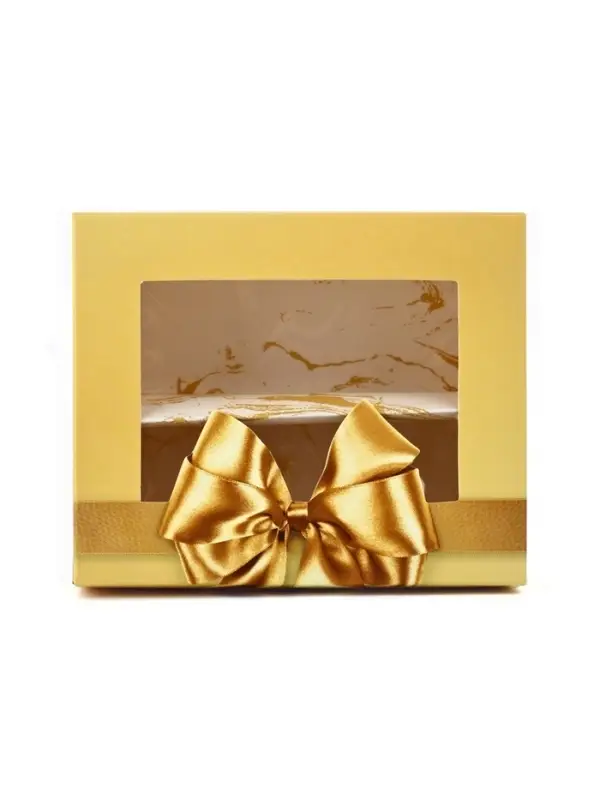 Кондитерская упаковка для макарун с окном, &laquo;Золотой бант&raquo;, 11&times;13.5&times;5.5 см