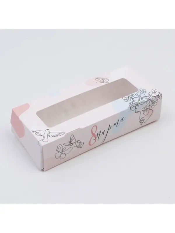 Кондитерская упаковка, коробка с ламинацией &laquo;8 марта&raquo;, 17&times;7&times;4 см