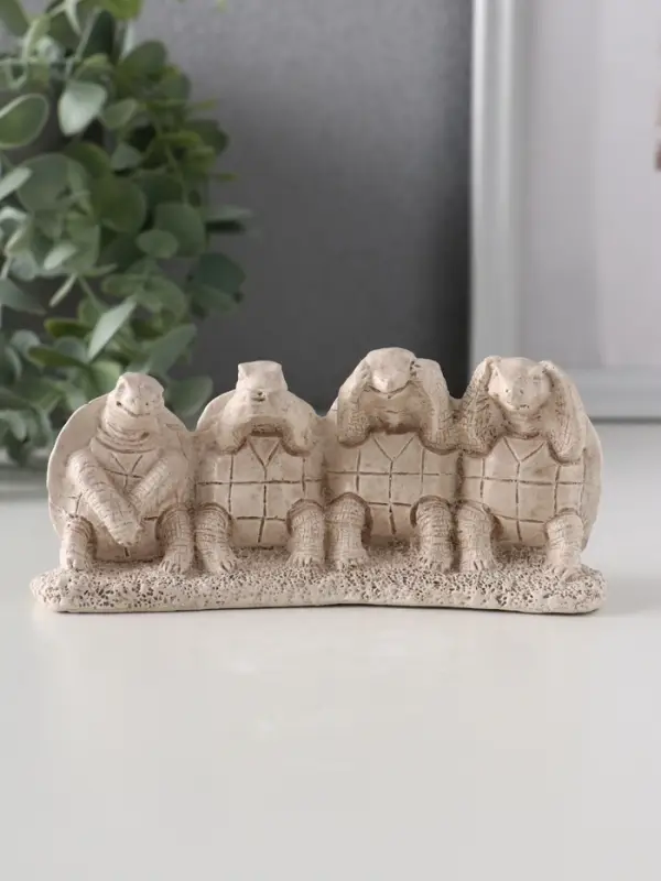 Фигура «Черепахи ничего не вижу, не слышу, не скажу, не делаю», 13×4.5×5.5 см, слоновая кость