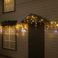 Гирлянда &laquo;Бахрома&raquo; 12&times;0.7 м, IP44, УМС, тёмная нить, 240 LED, свечение тёплое белое, мерцание, 220 В