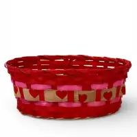 Корзина плетеная 25 х 20 х 10 см, без ручек розовый с сердечками