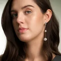 Серьги жемчуг &laquo;Корейский стиль&raquo;, белые в серебре