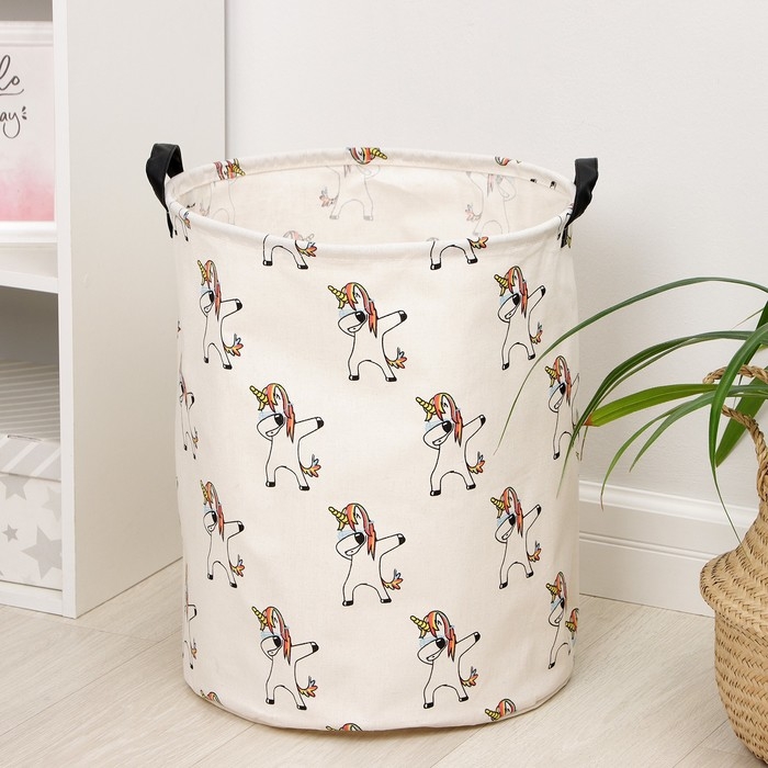 Корзина бельевая текстильная Доляна «Единороги», 40×40×48,5 см Корзина бельевая текстильная Доляна «Единороги», 40×40×48,5 см