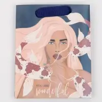 Пакет подарочный ламинированный, упаковка, «Ты замечательная», радужная голография, S 12 х 15 х 5.5 см