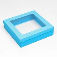 Коробка подарочная складная, упаковка, крышка - дно, бирюзовая, с окном 30&times;30&times;8 см