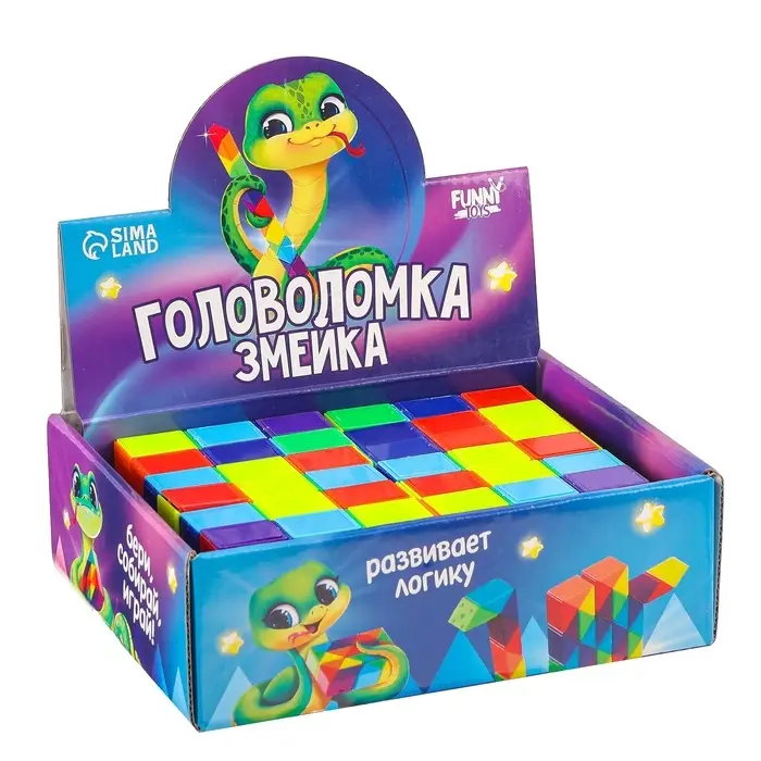 Головоломка- змейка, прямоугольная, в шоубоксе